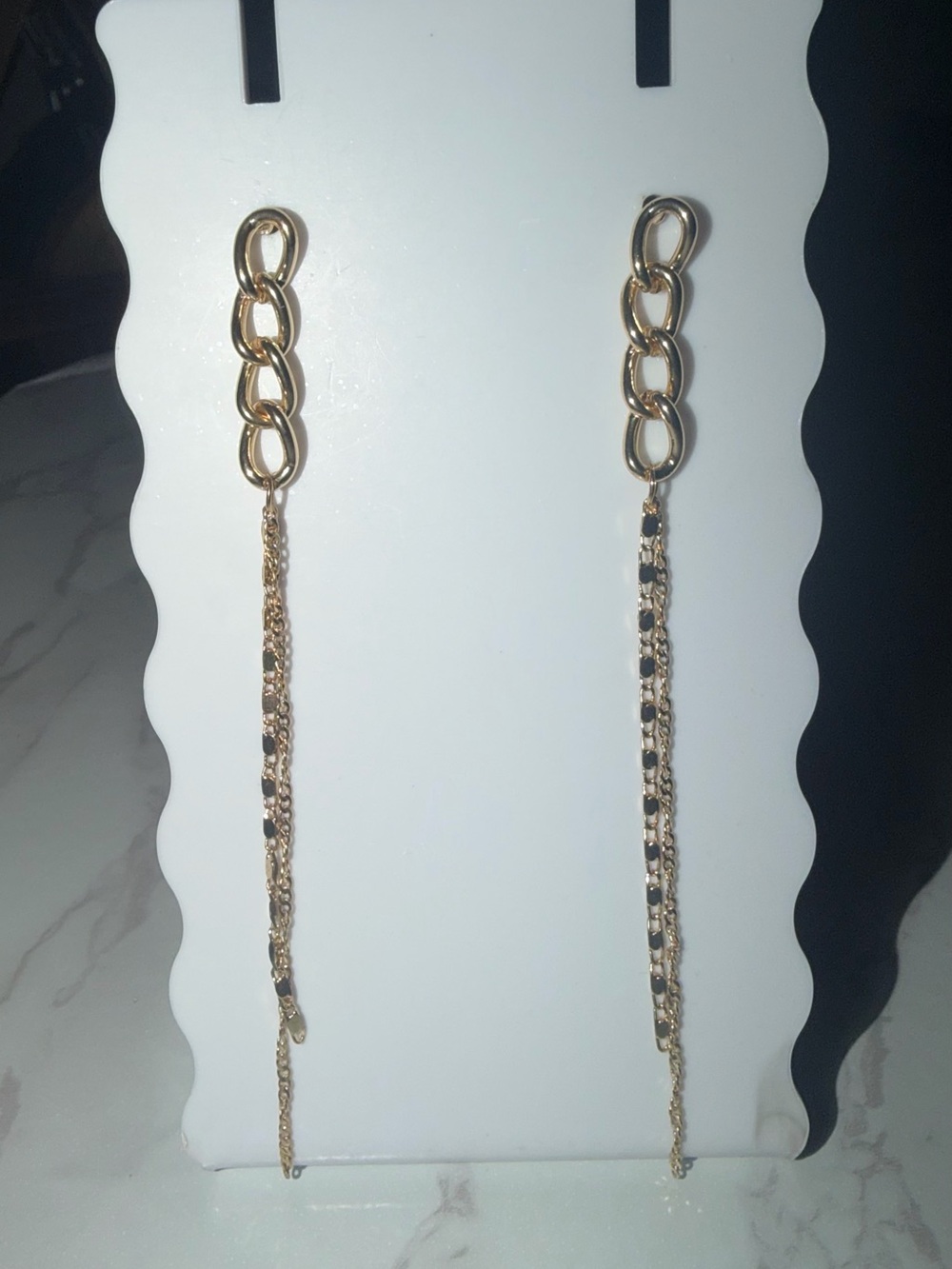 Delicate Gold Chain Link Drop Earrings for Women